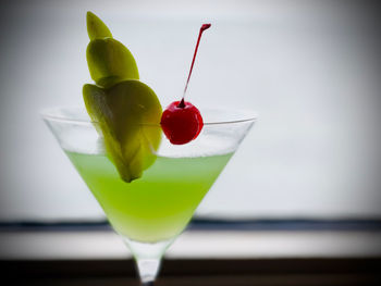 Close-up of drink on glass