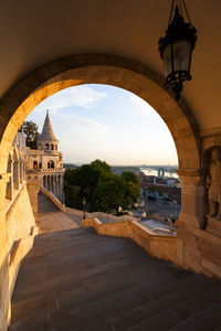 Morning view of fisherman's bastion in historic city centre of buda.