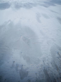 High angle view of snow on beach