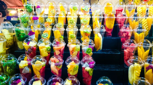 Close-up of multi colored candies for sale