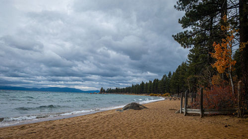 Scenic view of beach against sky