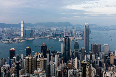 Aerial view of city at waterfront