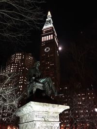 Illuminated christmas tree at night