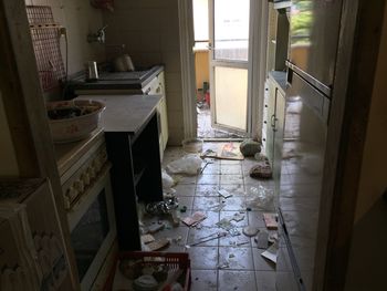 High angle view of abandoned house