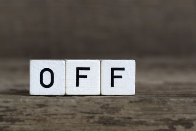 Off, written in