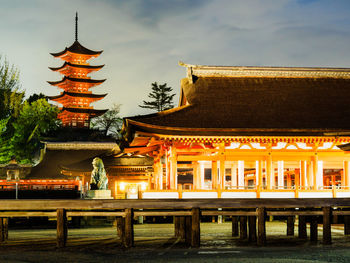 Low angle view of temple against sky