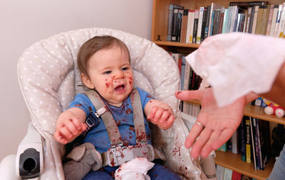 First birthday celebration and fist time eating cake for this little boy