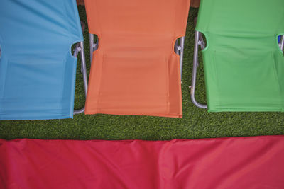 Rear view of multi colored umbrella