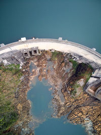 High angle view of buildings against sky