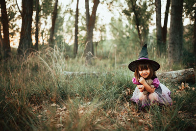 Portrait of girl in forest