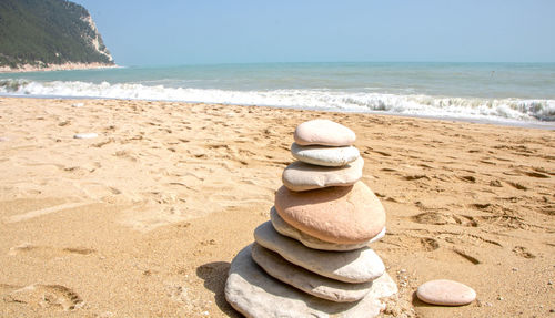 Stack of pebbles on beach