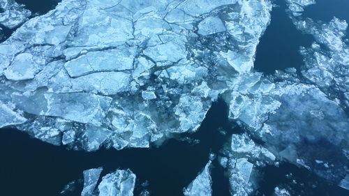 High angle view of glacier in lake