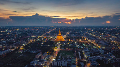 A massive golden pagoda located in the sunset community of phra pathom chedi, nakhon pathom