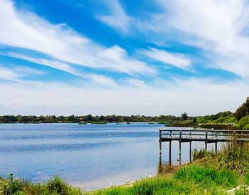 Scenic view of sea against cloudy sky