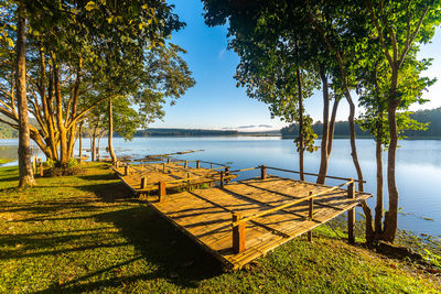 Scenic view of lake against sky