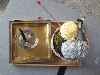 High angle view of food on table