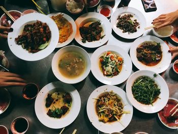 High angle view of food on plate