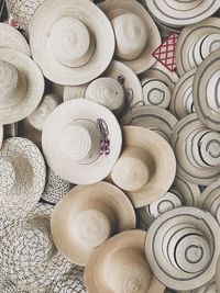 Full frame shot of sun hats at shop for sale
