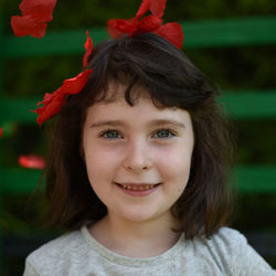 Close-up portrait of smiling girl