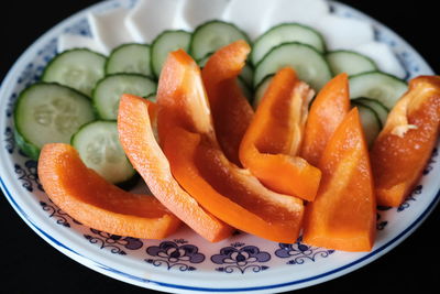 High angle view of breakfast served in plate