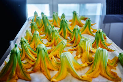 High angle view of vegetables on table