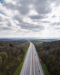 High angle view of highway against sky