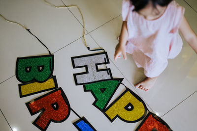 High angle view of stuffed toy on table