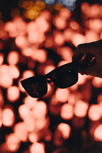 Close-up of hand holding leaf