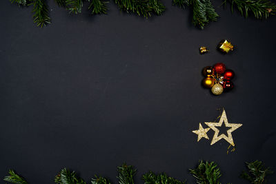 High angle view of christmas decoration on table