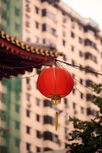 Low angle view of red lantern