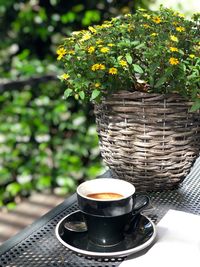 Coffee cup on table