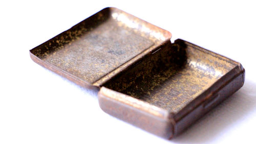 Close-up of metal against white background