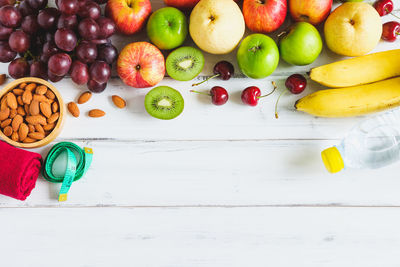 High angle view of fruits on table