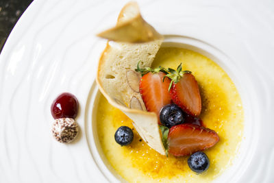 High angle view of breakfast served in plate