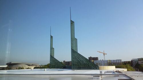 View of buildings against clear sky