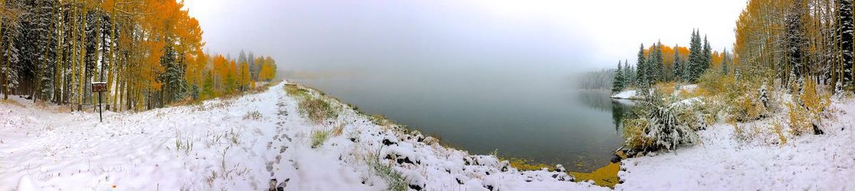 Panoramic view of lake during winter