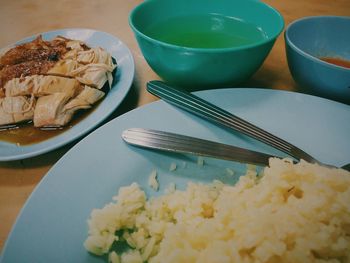 Close-up of food in plate on table