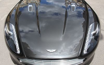 High angle view of car on side-view mirror