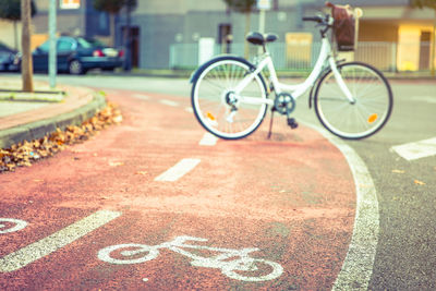 Bicycle parked on street