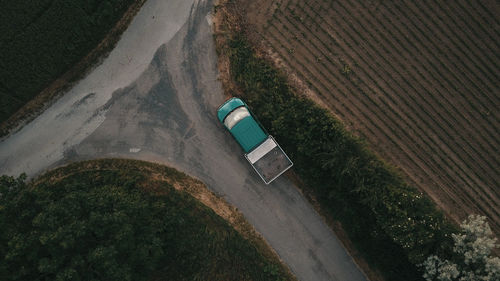 High angle view of road by water