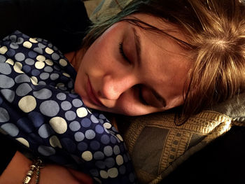 Close-up portrait of a girl sleeping