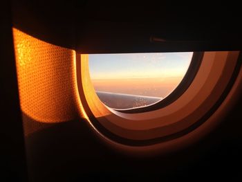 View of through airplane window