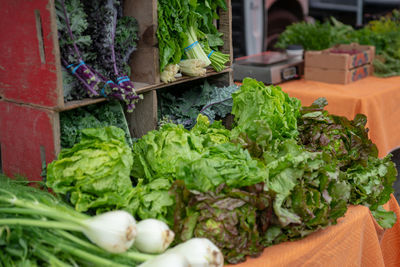 Vegetables for sale at market stall