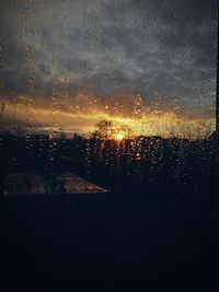 Close-up of wet window at night