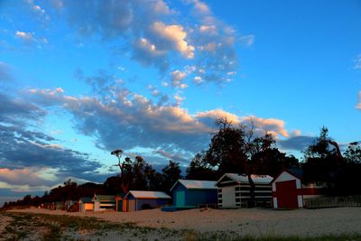 Houses against blue sky