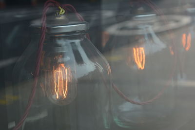 Close-up of illuminated light bulbs