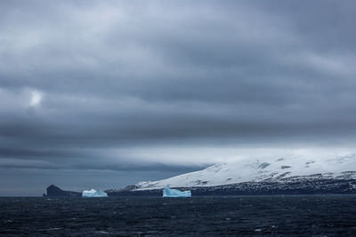 Scenic view of snowcapped mountain against sky