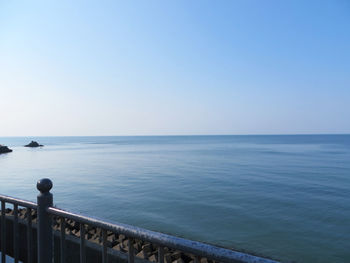 Scenic view of sea against clear sky