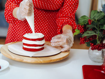 High angle view of cake on table