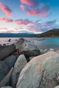 Scenic view of sea against sky during sunset